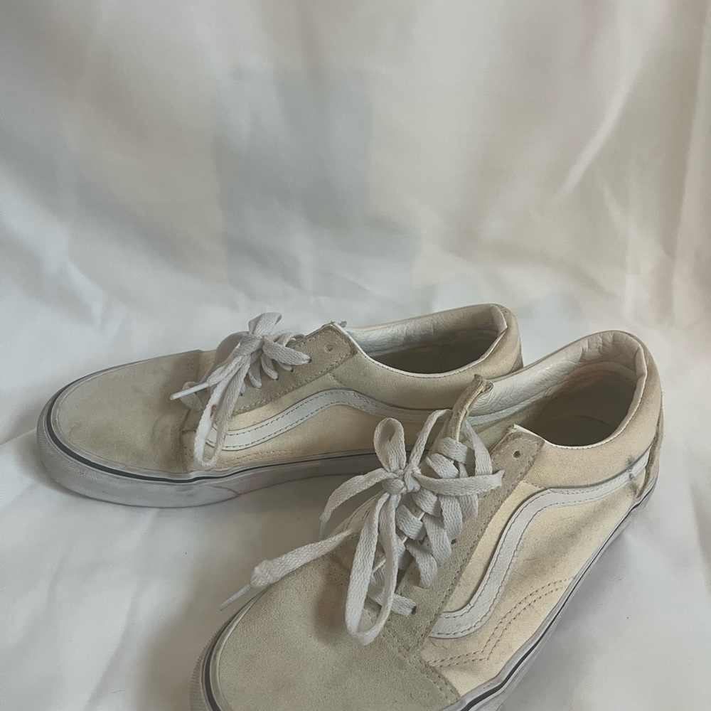 Cream Suede Sneakers with White Laces